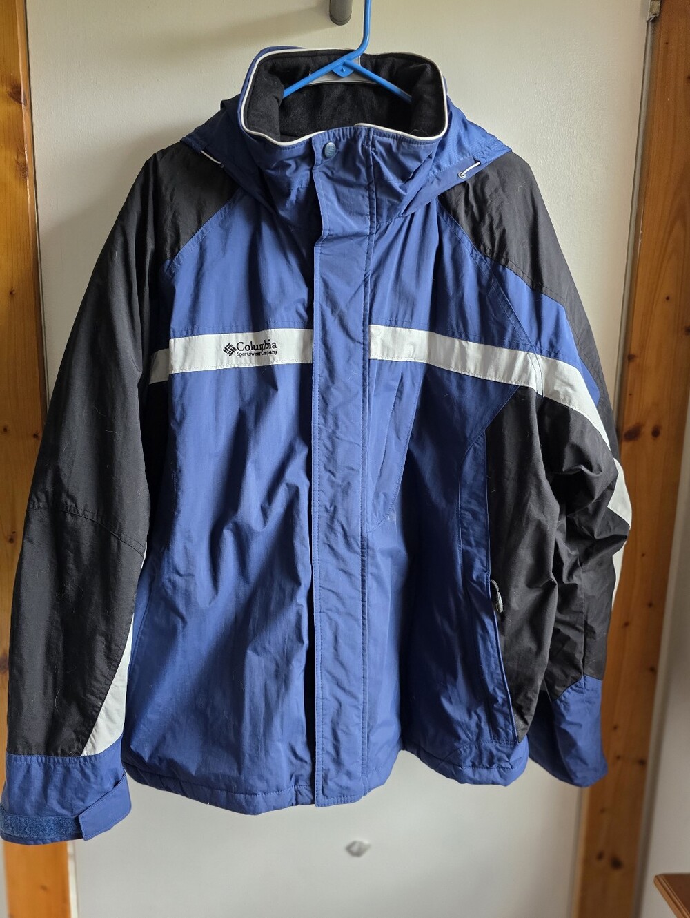 Excellent Cond Columbia Mens XXL Blue & Black Waterproof Jacket W Hood